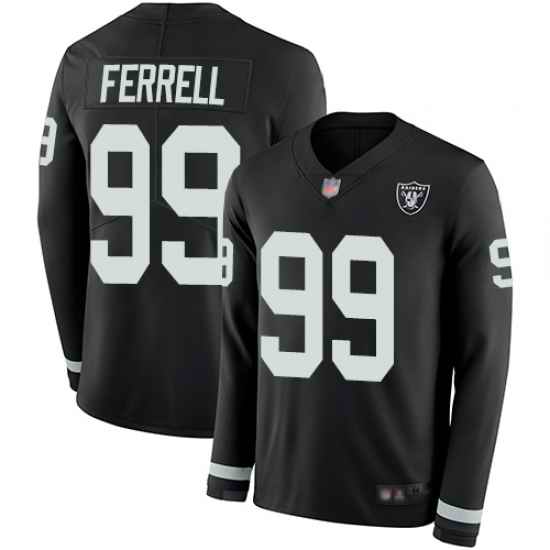 Raiders 99 Clelin Ferrell Black Team Color Men Stitched Football Limited Therma Long Sleeve Jersey